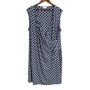 Charter Club Blue White Faux Wrap Dress Size 3X
